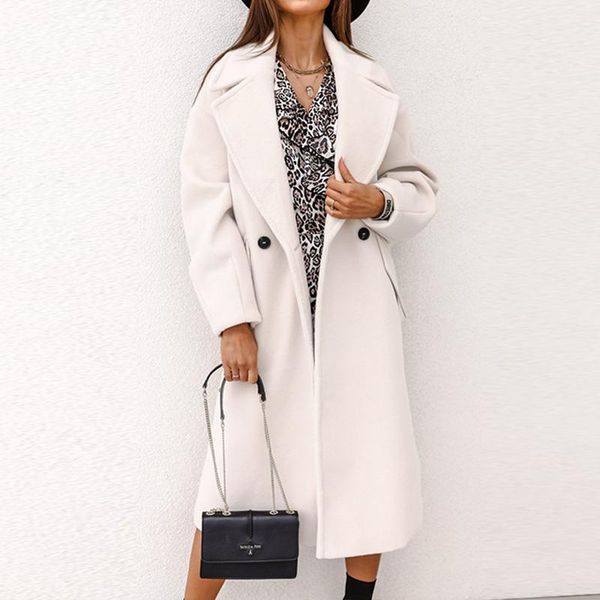 women's wool & blends women turn-down collar woolen coats autumn winter long sleeve solid cardigan elegant double breasted button offic, Black
women's wool & blends women turn-down collar woolen coats autumn winter long sleeve solid cardigan elegant double breasted button offic, Black