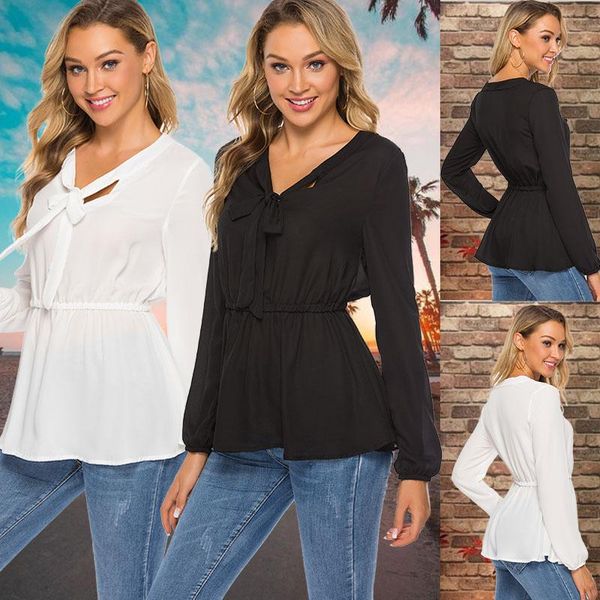 women's blouses & shirts fashion long sleeve blouse shirt women clothing neckline lace-up long-sleeved elegant chiffon stitching, White
women's blouses & shirts fashion long sleeve blouse shirt women clothing neckline lace-up long-sleeved elegant chiffon stitching, White
