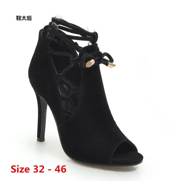 boots peep toe high heels ankle strap heel summer shoes women woman botas muje small big size 32 - 46, Black
boots peep toe high heels ankle strap heel summer shoes women woman botas muje small big size 32 - 46, Black