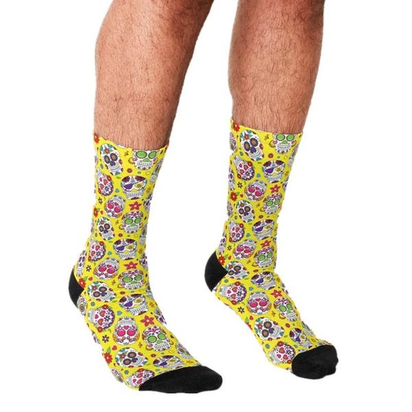 men's socks funny sugar skull flower yellow pattern printed hip hop men happy cute boys street style crazy for, Black
men's socks funny sugar skull flower yellow pattern printed hip hop men happy cute boys street style crazy for, Black
