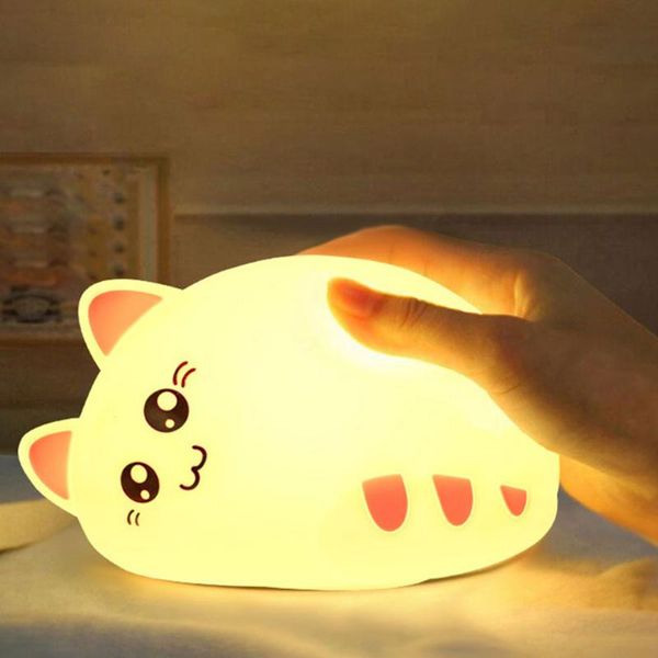 night lights cute cat lamp rechargeable bedside baby nursery with multi-color silicone touch sensor 7 colors
night lights cute cat lamp rechargeable bedside baby nursery with multi-color silicone touch sensor 7 colors