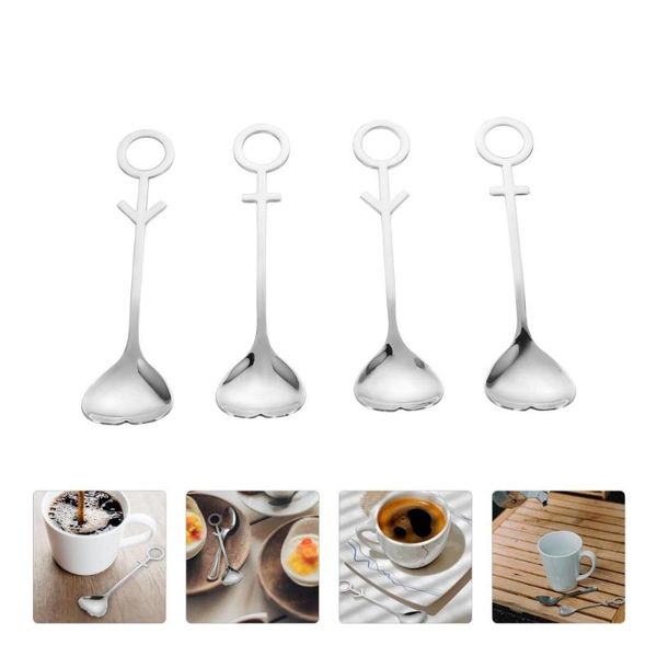 spoons 2pcs creative dessert couple coffee stirring (silver)