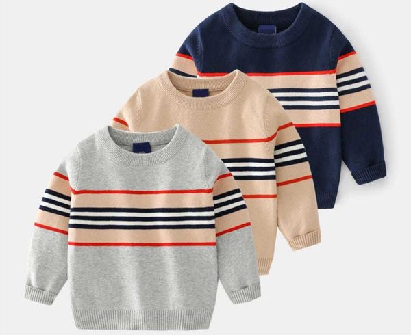 

2-6t fashion children sweater toddler kid baby boys girls sweater autumn winter warm clothes knit pullover striped knitwear y1024, Blue