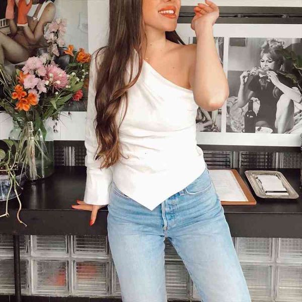 women one shoulder white blouse irregularity long sleeve short style female casual shirts stylish blusas
women one shoulder white blouse irregularity long sleeve short style female casual shirts stylish blusas