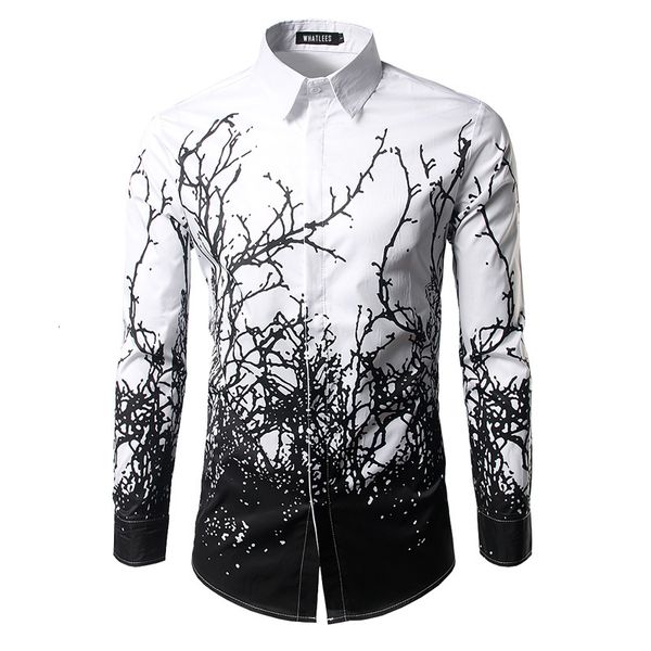 men's casual shirts men branches ink printing mens dress slim fit white black chemise homme cotton a6a1
men's casual shirts men branches ink printing mens dress slim fit white black chemise homme cotton a6a1