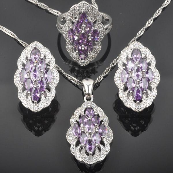 wedding jewelry sets 2021 natural purple 925 sterling silver women's zirconia earrings pendant necklace rings set gifts qz0506, Slivery;golden
wedding jewelry sets 2021 natural purple 925 sterling silver women's zirconia earrings pendant necklace rings set gifts qz0506, Slivery;golden