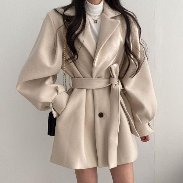women's wool & blends office ladies coat y2k 2021 autumn long jacket women lapel button up overcoat with belt loose outerwear, Black
women's wool & blends office ladies coat y2k 2021 autumn long jacket women lapel button up overcoat with belt loose outerwear, Black