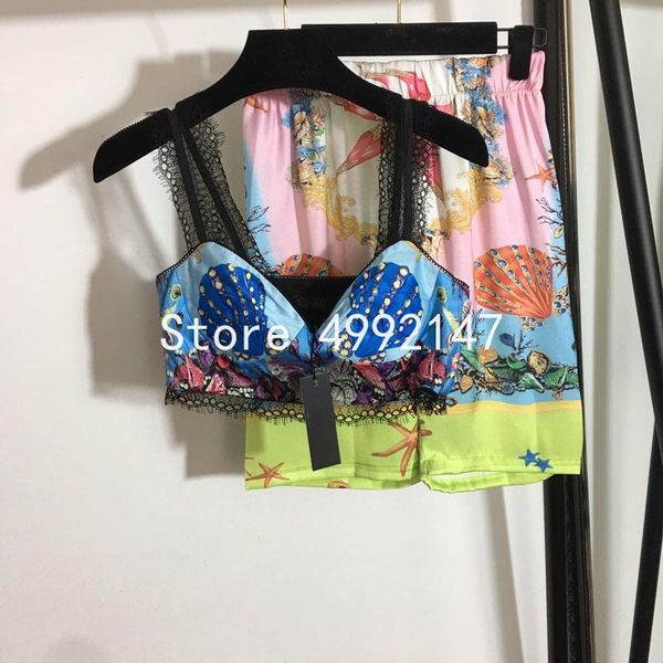women's tracksuits summer women designer shell starfish printed shorts set lace patchwork strapless + elastic waist 2 pieces y648, Gray
women's tracksuits summer women designer shell starfish printed shorts set lace patchwork strapless + elastic waist 2 pieces y648, Gray