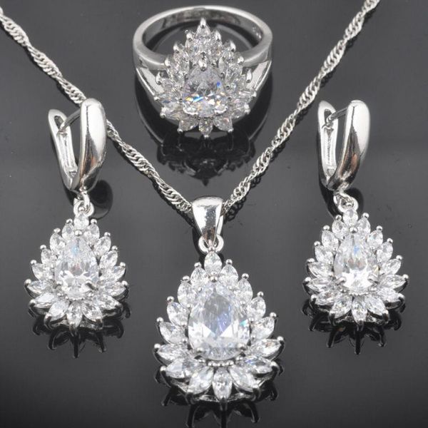 earrings & necklace white zirconia jewelry sets for women pear set silver color pendant engagement rings qz0396
earrings & necklace white zirconia jewelry sets for women pear set silver color pendant engagement rings qz0396
