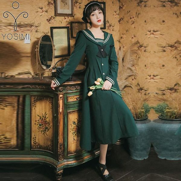 casual dresses yosimi long women dress 2021 autumn vintage preppy style sailor collar fake set sleeve elegant green vestido feminino, Black;gray
casual dresses yosimi long women dress 2021 autumn vintage preppy style sailor collar fake set sleeve elegant green vestido feminino, Black;gray