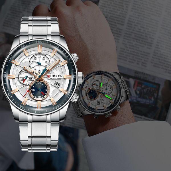 watches mens curren fashion stainless steel brand luxury casual chronograph quartz wristwatch for male, Slivery;brown
watches mens curren fashion stainless steel brand luxury casual chronograph quartz wristwatch for male, Slivery;brown