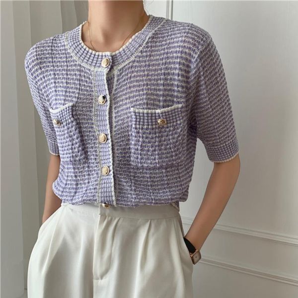 women's blouses & shirts jmprs vintage knit women shirt summer hollow out thin korean ladies button up casual o neck elegant 2021, White
women's blouses & shirts jmprs vintage knit women shirt summer hollow out thin korean ladies button up casual o neck elegant 2021, White