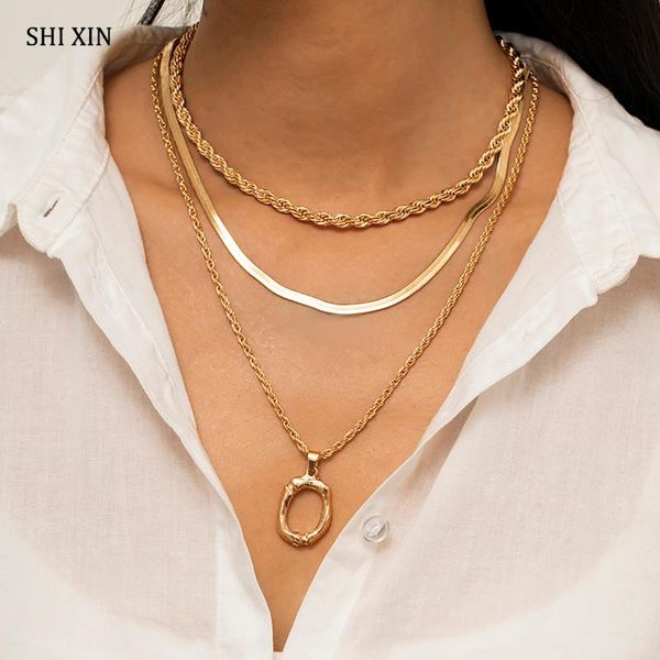 pcs/set snake choker necklace for women twisted chain with circle pendnat 2021 fashion neck jewelry gift pendant necklaces, Silver
pcs/set snake choker necklace for women twisted chain with circle pendnat 2021 fashion neck jewelry gift pendant necklaces, Silver