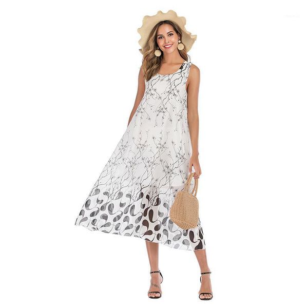 dress women's fashion spring and summer models large size chiffon suspender loose printed tree women casual dresses, Black;gray
dress women's fashion spring and summer models large size chiffon suspender loose printed tree women casual dresses, Black;gray