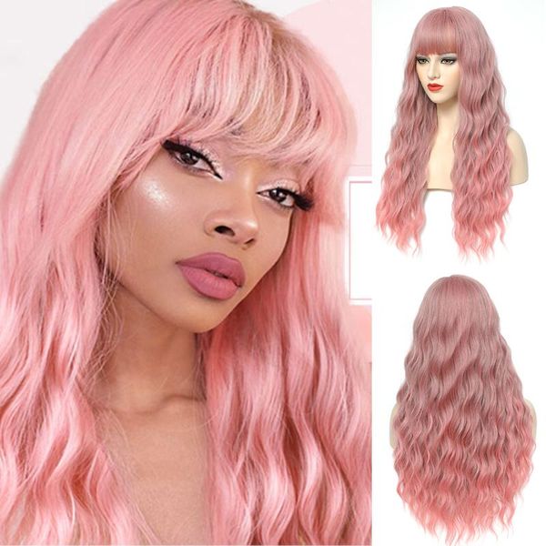 long synthetic hair wigs with bangs pink ombre fourteen colors wave headband cosplay party lolita heat resistant for women, Black
long synthetic hair wigs with bangs pink ombre fourteen colors wave headband cosplay party lolita heat resistant for women, Black