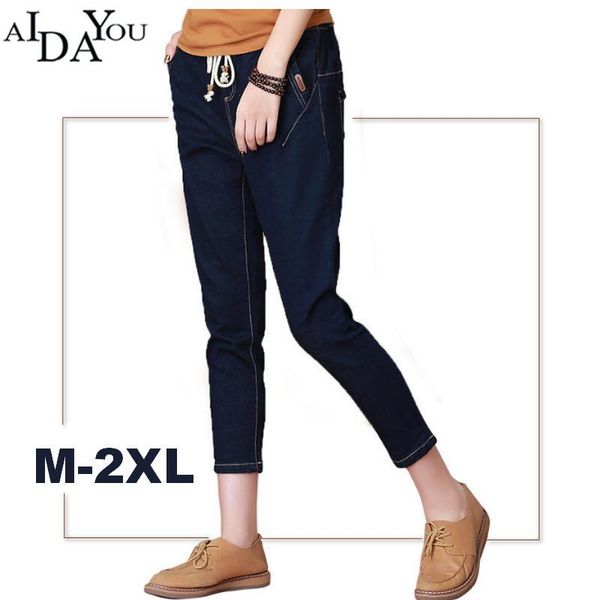 women's jeans harem pants women trousers casual loose fit vintage denim mid waist drawstring vaqueros aidayou ouc714, Blue
women's jeans harem pants women trousers casual loose fit vintage denim mid waist drawstring vaqueros aidayou ouc714, Blue