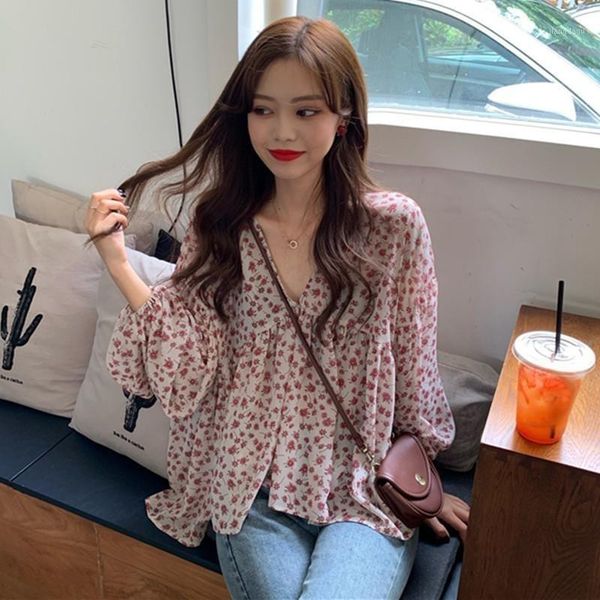 women's blouses & shirts korean version ins loose and thin v-neck retro floral long sleeve western chiffon autumn dress temperament sup, White
women's blouses & shirts korean version ins loose and thin v-neck retro floral long sleeve western chiffon autumn dress temperament sup, White