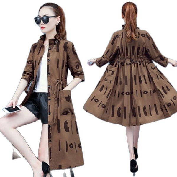 women's trench coats coat 2021 spring autumn long mid-length single-breasted slim printed female windbreaker outerwear, Tan;black
women's trench coats coat 2021 spring autumn long mid-length single-breasted slim printed female windbreaker outerwear, Tan;black