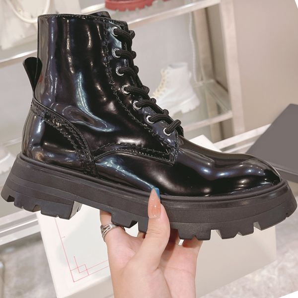 womens designer wander boots shiny spazzolato lace-up round toe platform leather ankle boot suitable for autumn and winter, Black
womens designer wander boots shiny spazzolato lace-up round toe platform leather ankle boot suitable for autumn and winter, Black