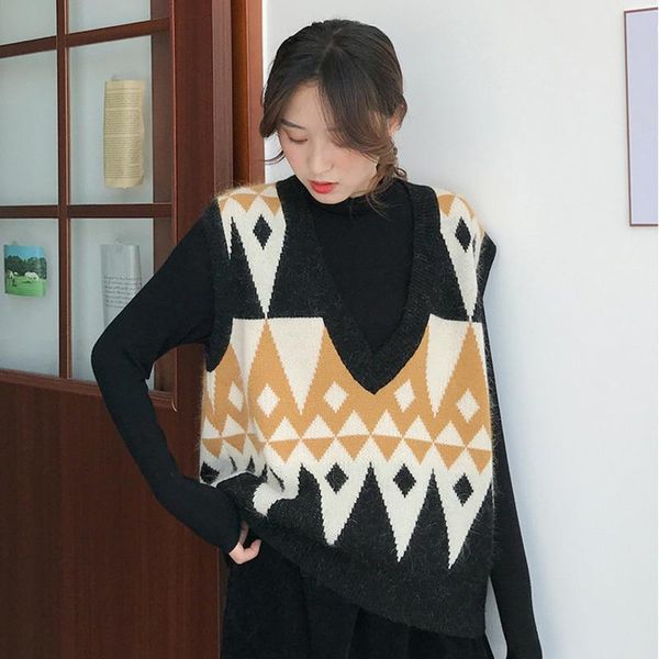 women's sweaters lanmrem 2021 large size v-neck lingge knit vest women wear autumn and winter sleeveless sweater pc154, White;black
women's sweaters lanmrem 2021 large size v-neck lingge knit vest women wear autumn and winter sleeveless sweater pc154, White;black