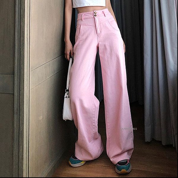 fashion pink high waist loose womens jeans casual pants korean style oversized omighty vintage trousers wide leg kz615, Blue
fashion pink high waist loose womens jeans casual pants korean style oversized omighty vintage trousers wide leg kz615, Blue