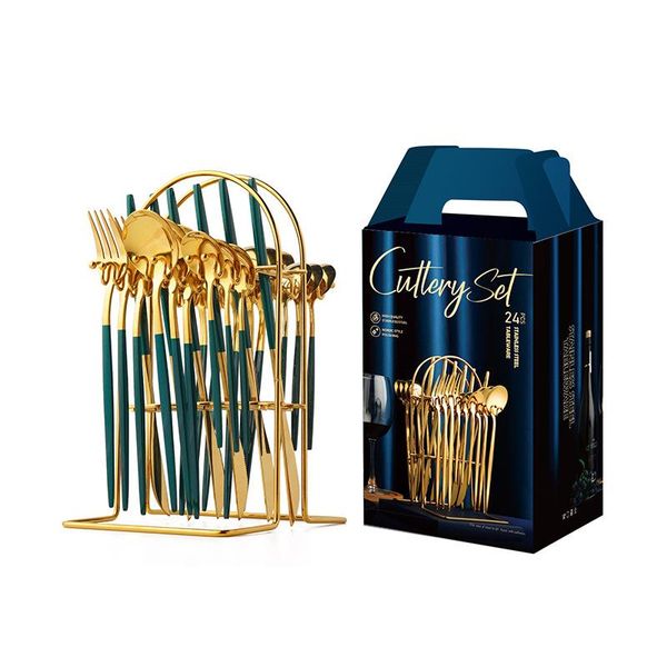 dinnerware sets 24pcs gold stainless steel storage holder wedding party knife spoon fork western cutlery set gift box for dishwasher
dinnerware sets 24pcs gold stainless steel storage holder wedding party knife spoon fork western cutlery set gift box for dishwasher