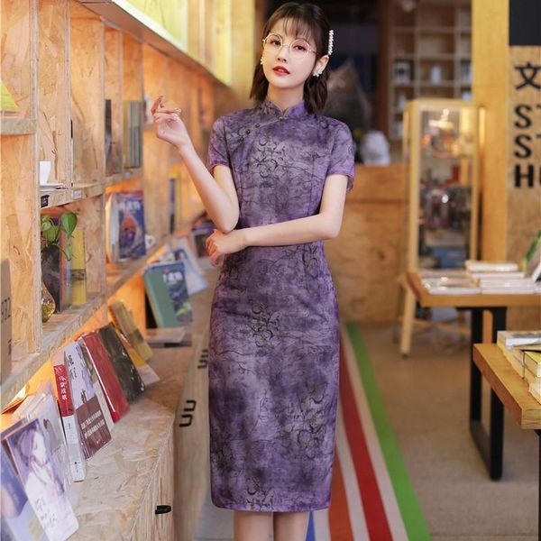 summer vintage qipao female elegant mandarin collar medium length cheongsam classic chinese dress purple oriental dresses modern ethnic clot, Red
summer vintage qipao female elegant mandarin collar medium length cheongsam classic chinese dress purple oriental dresses modern ethnic clot, Red