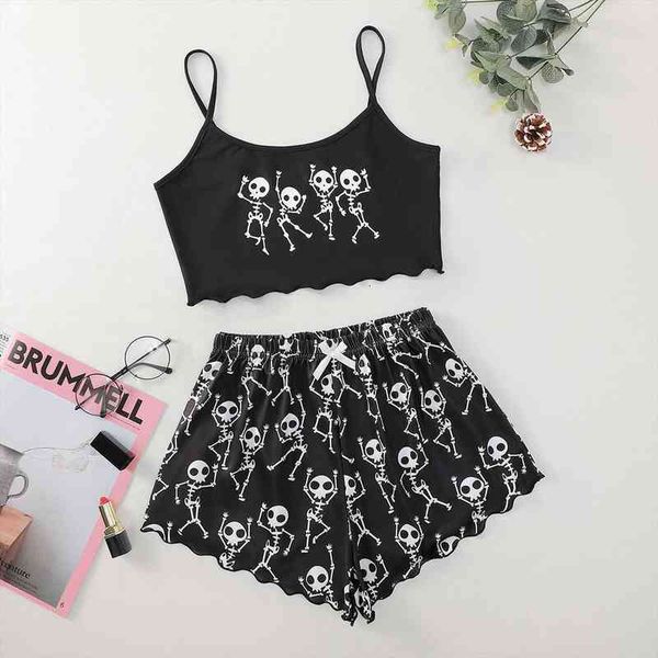 2 pieces skeleton print pijamas for girls set summer women sleepwear long sleeve nightgown female ladies lingerie pajamas, Black;red
2 pieces skeleton print pijamas for girls set summer women sleepwear long sleeve nightgown female ladies lingerie pajamas, Black;red