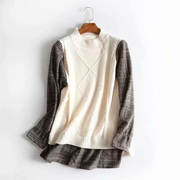 autumn fashion women argyle contrast colors plaid patchwork sleeve sweater stylish chic female knitwear casual pullovers 210531, White
autumn fashion women argyle contrast colors plaid patchwork sleeve sweater stylish chic female knitwear casual pullovers 210531, White