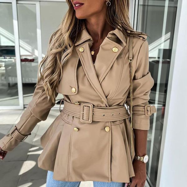 women's leather & faux cp turn down collar high imitation coats women solid pu jackets elegant buttons female ladies, Black
women's leather & faux cp turn down collar high imitation coats women solid pu jackets elegant buttons female ladies, Black
