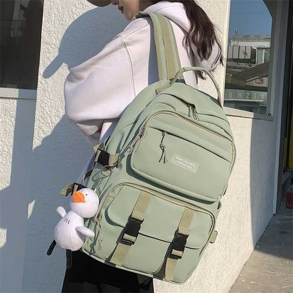 spring women fashion nylon backpack multiple pockets buckle waterproof school bag for teenage girl student backpacks 211215
spring women fashion nylon backpack multiple pockets buckle waterproof school bag for teenage girl student backpacks 211215