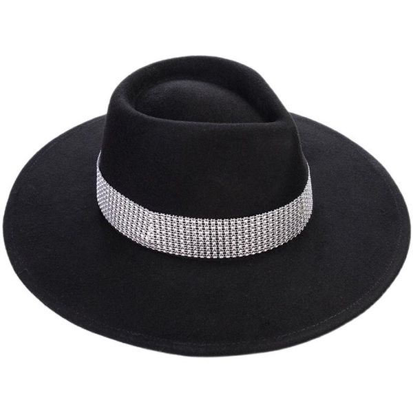 wide brim hats bright diamond jazz hat women's concave-convex fedora autumn and winter fashion woolen casual felt, Blue;gray
wide brim hats bright diamond jazz hat women's concave-convex fedora autumn and winter fashion woolen casual felt, Blue;gray
