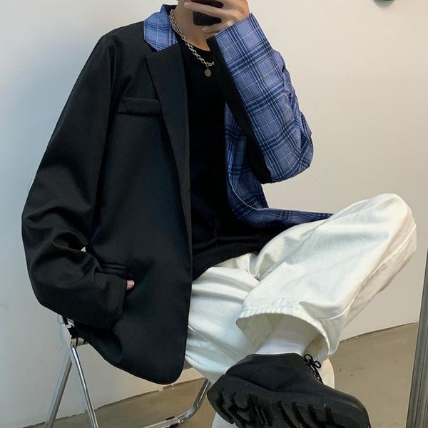 men's suits & blazers men patchwork plaid camel korean style 2021 mens single breasted casual loose jackets coats autumn designer suit, White;black
men's suits & blazers men patchwork plaid camel korean style 2021 mens single breasted casual loose jackets coats autumn designer suit, White;black