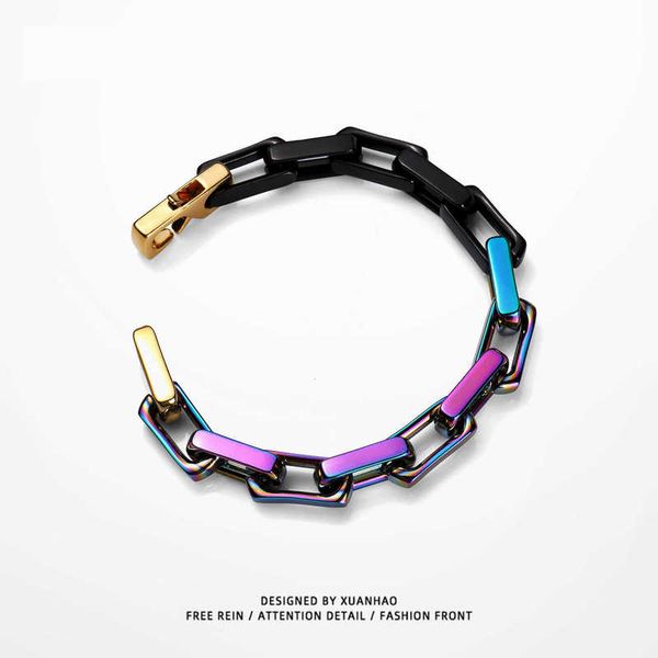 quenched color matching bracelet, vacuum electroplating jewelry, hiphop hip hop hand stitching for men and women, Golden;silver
quenched color matching bracelet, vacuum electroplating jewelry, hiphop hip hop hand stitching for men and women, Golden;silver