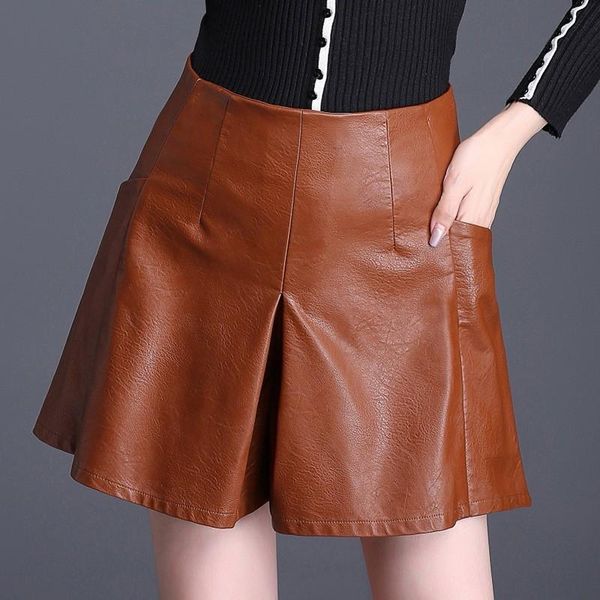 women's shorts 2021 autumn harajuku pu faux leather skirt women brown plus size 4xl high waist office lady a-line wide leg, White;black
women's shorts 2021 autumn harajuku pu faux leather skirt women brown plus size 4xl high waist office lady a-line wide leg, White;black