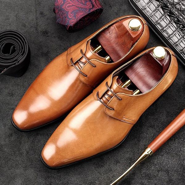 dress shoes 2021 elegant pointed toe lace up derby man oxfords genuine leather formal wedding party office men's flats ac62, Black
dress shoes 2021 elegant pointed toe lace up derby man oxfords genuine leather formal wedding party office men's flats ac62, Black