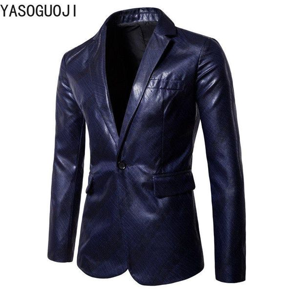 men's suits & blazers yasuguoji 2021 spring causal solid color single button mens jacket fashion performance pu leather blazer men l027, White;black
men's suits & blazers yasuguoji 2021 spring causal solid color single button mens jacket fashion performance pu leather blazer men l027, White;black