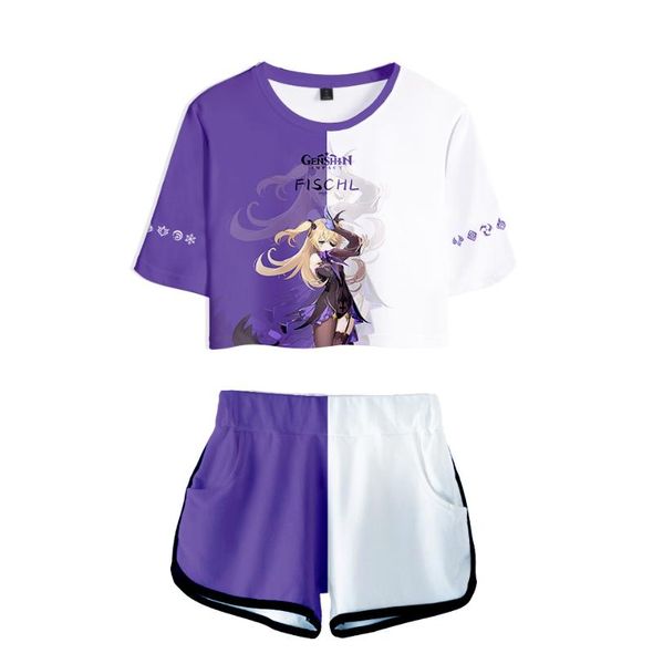 women's tracksuits purple+white genshin impact 3d print dew navel sport girl suits youthful two piece set summer women shorts+lovely t-, Gray
women's tracksuits purple+white genshin impact 3d print dew navel sport girl suits youthful two piece set summer women shorts+lovely t-, Gray