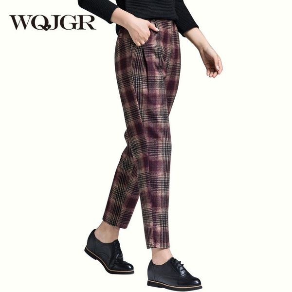 ankle-length pants womens 70%wool plaid harem high waist winter clothing women's & capris, Black;white
ankle-length pants womens 70%wool plaid harem high waist winter clothing women's & capris, Black;white