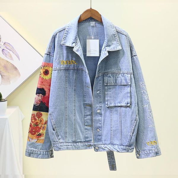 women's jackets fall jeans lady 2021 jacket female loose interesting embroidery printed bf style student women dneim coats, Black;brown
women's jackets fall jeans lady 2021 jacket female loose interesting embroidery printed bf style student women dneim coats, Black;brown