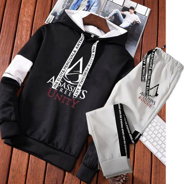 jogging clothing men's assassin's game printed hooded hoodies outfits letter + sweatpants set man 2pcs suit fashion street sports, Black;red
jogging clothing men's assassin's game printed hooded hoodies outfits letter + sweatpants set man 2pcs suit fashion street sports, Black;red