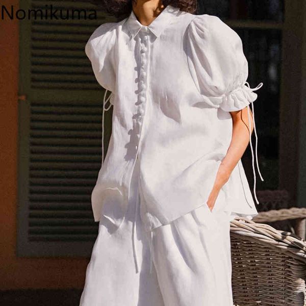 nomikuma solid color casual blouse women arrival turn down collar puff sleeve shirts single breasted blusas mujer 210514, White
nomikuma solid color casual blouse women arrival turn down collar puff sleeve shirts single breasted blusas mujer 210514, White