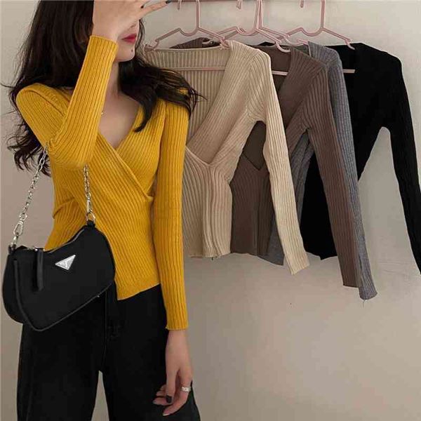v-neck crossed sweater shirts female full sleeve autumn solid knit slim sweaters pullovers crop women, White;black
v-neck crossed sweater shirts female full sleeve autumn solid knit slim sweaters pullovers crop women, White;black