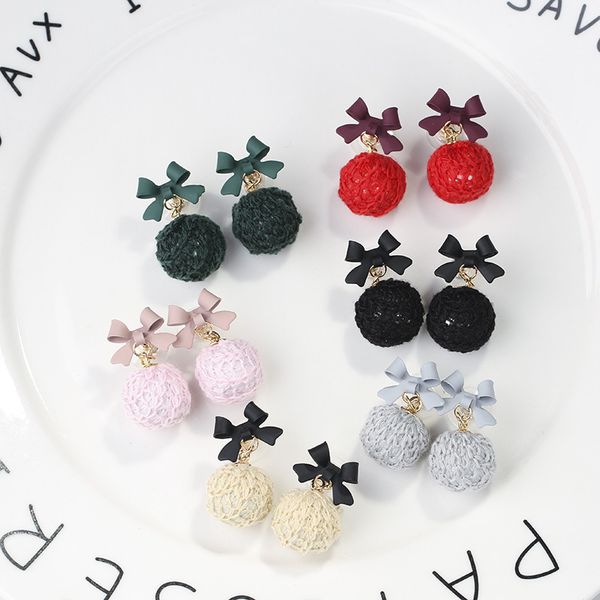 e1294 korean personalized woven earrings sweet butterfly ball stud temperament simple earrings, Silver
e1294 korean personalized woven earrings sweet butterfly ball stud temperament simple earrings, Silver
