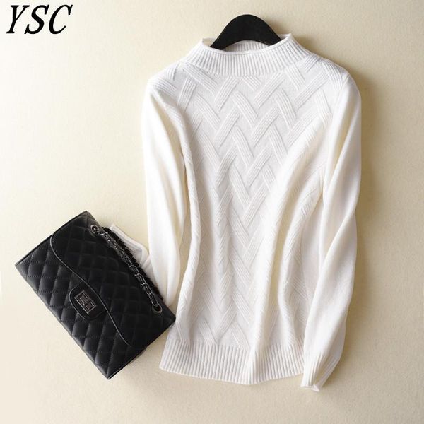 women's sweaters ysc 2021 pattern s knitted cashmere sweater half high collar solid color pullovers, White;black
women's sweaters ysc 2021 pattern s knitted cashmere sweater half high collar solid color pullovers, White;black