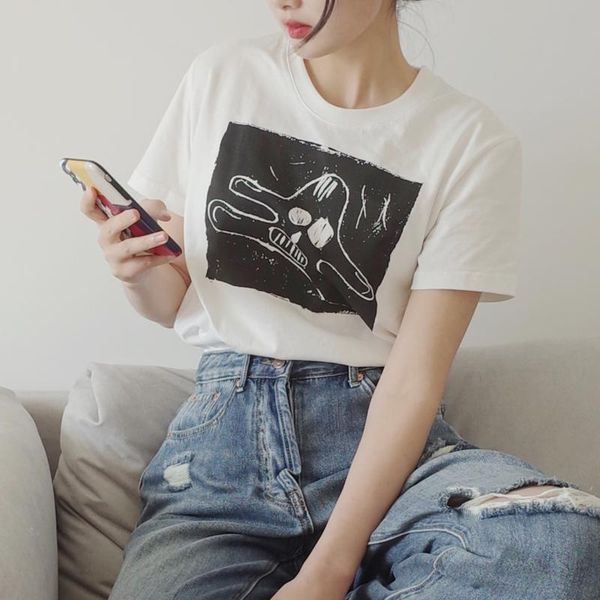 women's t-shirt 2021 early spring chalk print round neck short sleeve white women
women's t-shirt 2021 early spring chalk print round neck short sleeve white women
