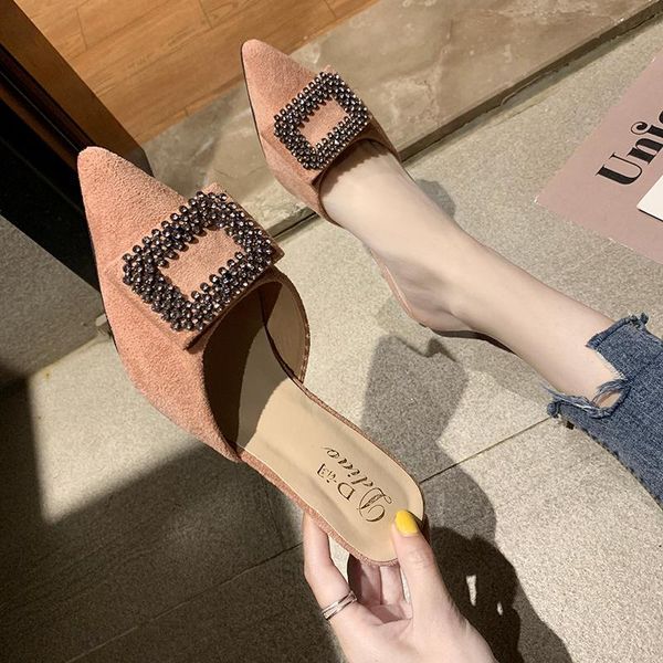 slippers summer women shoes woman mules solid flock square buckle cover pointed toe thin high heels casual slides, Black
slippers summer women shoes woman mules solid flock square buckle cover pointed toe thin high heels casual slides, Black