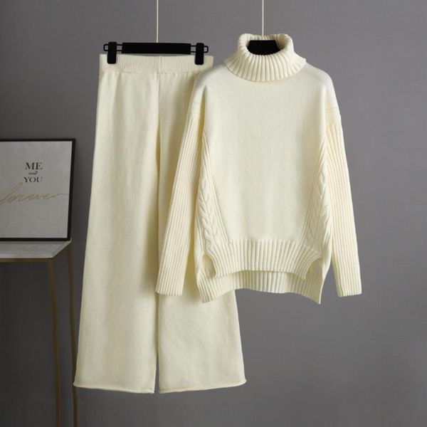 women's two piece pants winter knitted suits sweater set women tracksuit warm turtleneck sweaters pullovers wide legs two-piece one-siz, White
women's two piece pants winter knitted suits sweater set women tracksuit warm turtleneck sweaters pullovers wide legs two-piece one-siz, White