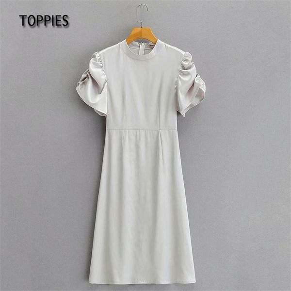 summer short sleeve satin dresses slim a-line midi puff elegant vestidos 210421, Black;gray
summer short sleeve satin dresses slim a-line midi puff elegant vestidos 210421, Black;gray