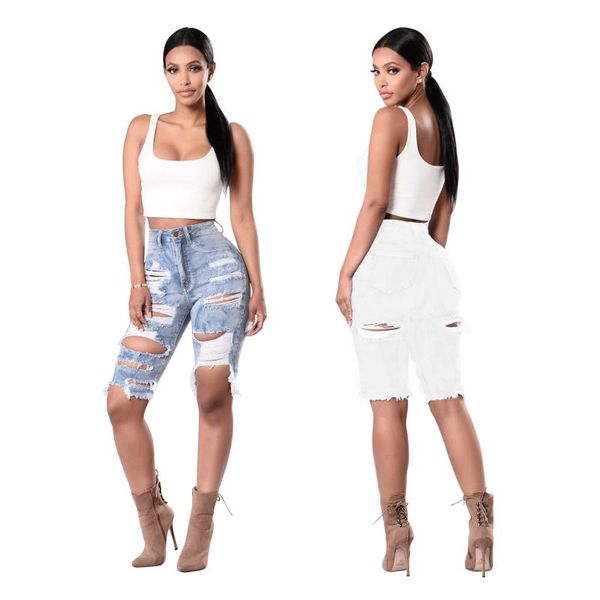 women's jeans fashion front and rear hand-worn high-waist denim five-point pants without stretch, Blue
women's jeans fashion front and rear hand-worn high-waist denim five-point pants without stretch, Blue